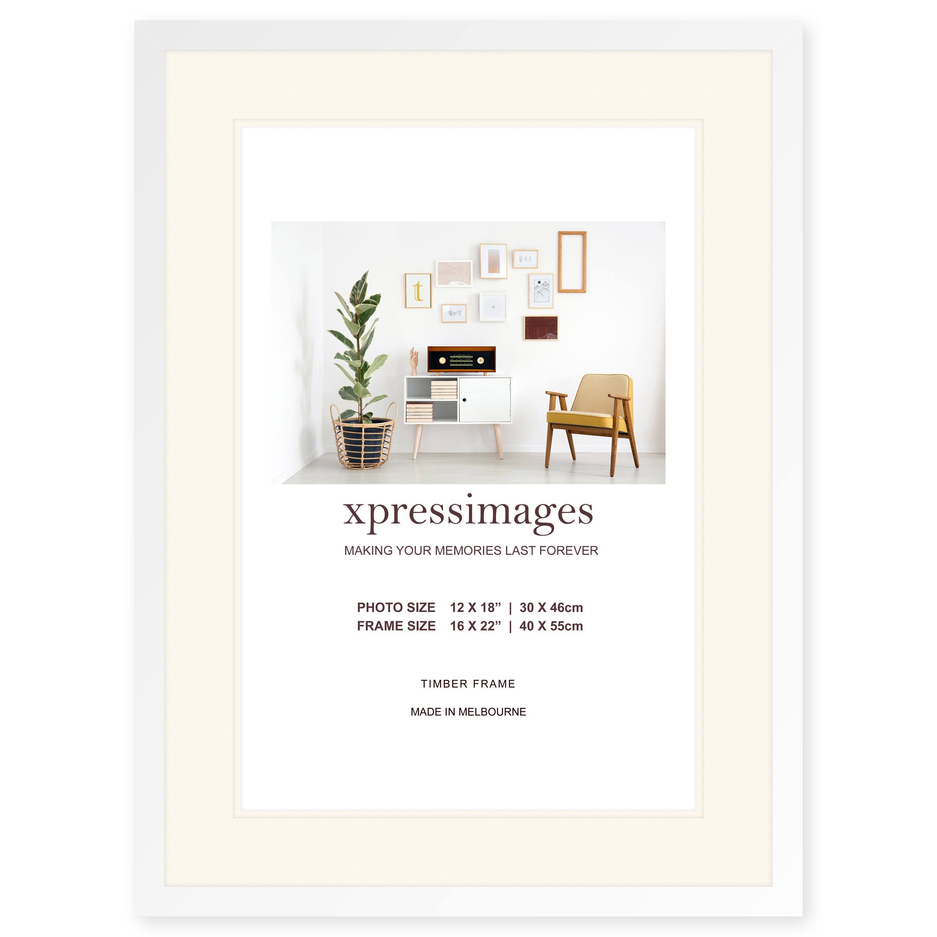 White 16x22 Frame (suits 12x18 print) | Signature Collection – XpressImages
